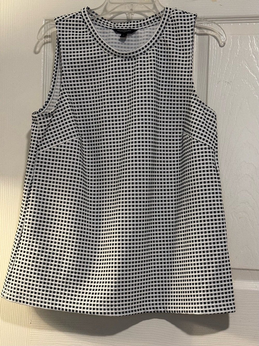 Banana Republic black  & White Grid Sleeveless Tank Top size L
